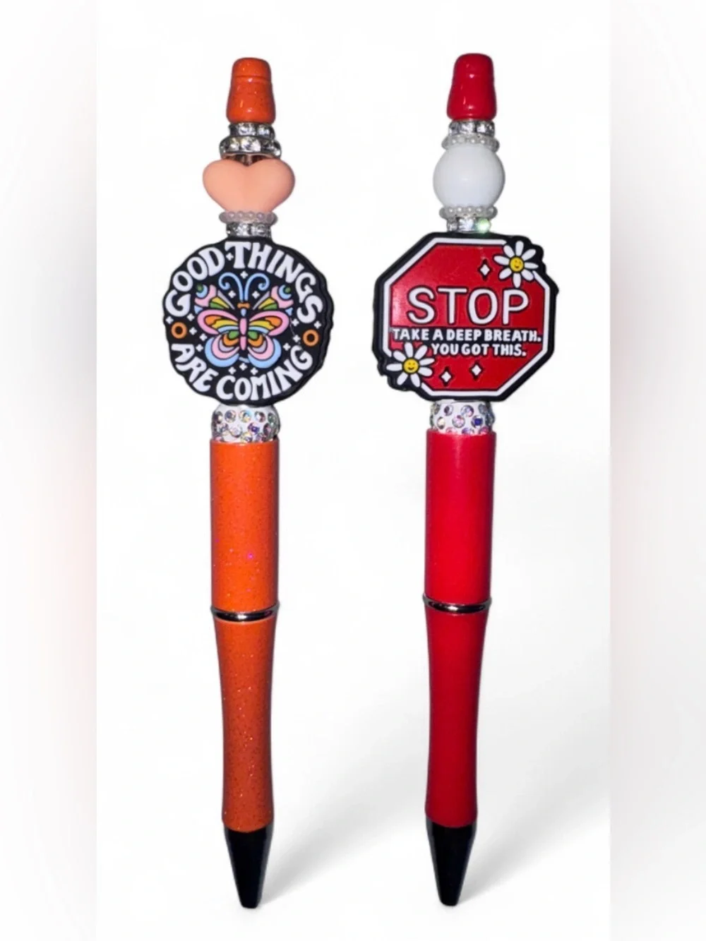 NWT Motivational Ball Point Beaded Pens Buy 2 Get 1 FREE! 3 Pens+3 Ink Refills